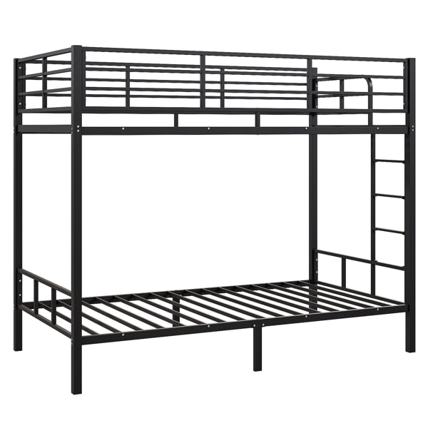 Alvantor Twin over Twin Metal Bunk Bed with 400 lb Capacity, High Guardrails and Side Ladder, Black