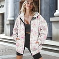 thumbnail image 3 of Renewold Pink Rose Floral Women's Oversized Hoodie Jackets Full Zip Up Pullover Sweatshirt Long Sleeve Y2K Hoodies Tops Fleece Sweatshirts Trendy Jackets Winter Fall Fashion Outfits, XL, 3 of 7