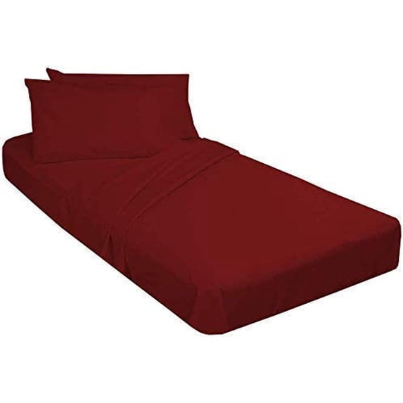 600 Threat Count 100 % Egyptian Cotton 4-Pcs Sheets for Cot Bunk Bed-Perfect for Narrow Twin/Cot Size/Rv Bunk/Guest Bed Replacement Deep 15-Inch Color Burgundy Solid Cot Size Sheets- 30" X 80"