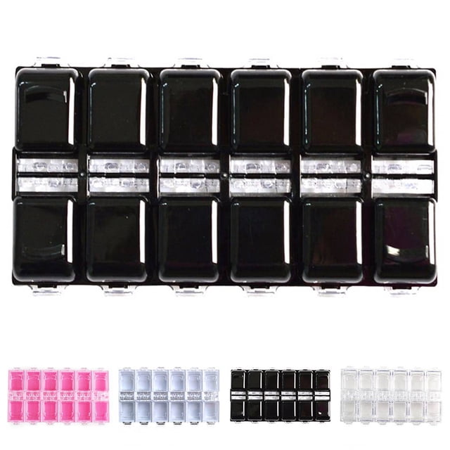 facefd 12 Grid Nail Art Clear Empty mini decorator collectors Plastic Storage Case Bead Earring Jewelry Box Container Manicure kit Holder