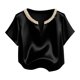 thumbnail image 3 of Eres Más Que Una Camisa de Puntuación de Prueba Moda de Verano de Mujer Color Sólido Casual Cuello en V Top de Manga Corta Mujeres Tops de Verano Casual, 3 of 5