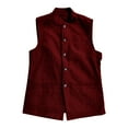 thumbnail image 5 of RYDCOT Mens Stand up Collar Single Breasted Multi Pockets Suit Vests Solid Color Fashion Casual Top Wine, 5 of 5