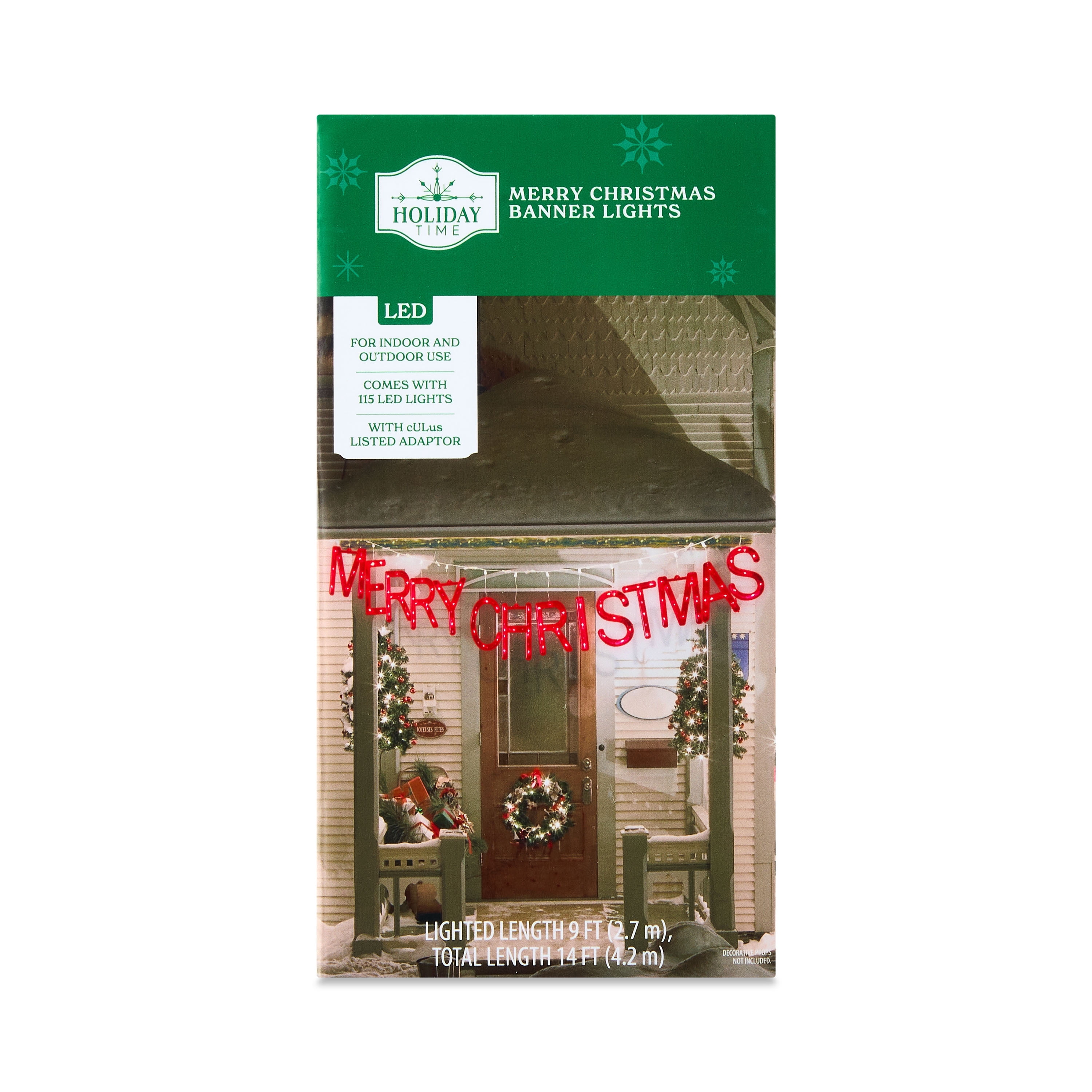Indoor/Outdoor Light-Up Merry Christmas Banner with 115 LED Lights, Red, 9', by Holiday Time