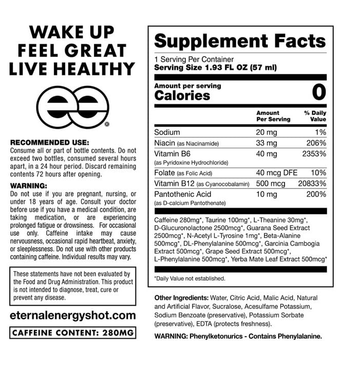 Eternal Energy Shot Extra Strength with Antioxidants Grape Flavor Dietary Supplement 12 Count