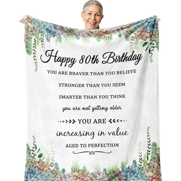 80th Birthday Gifts for Women/Men, Best 80th Birthday Gifts Ideas, Best Birthday Gifts for 80th, 80th Birthday Gifts for Dad/Mom, Happy 80th Birthday Gifts for Parents/Grandparents, Blanket 60X50in
