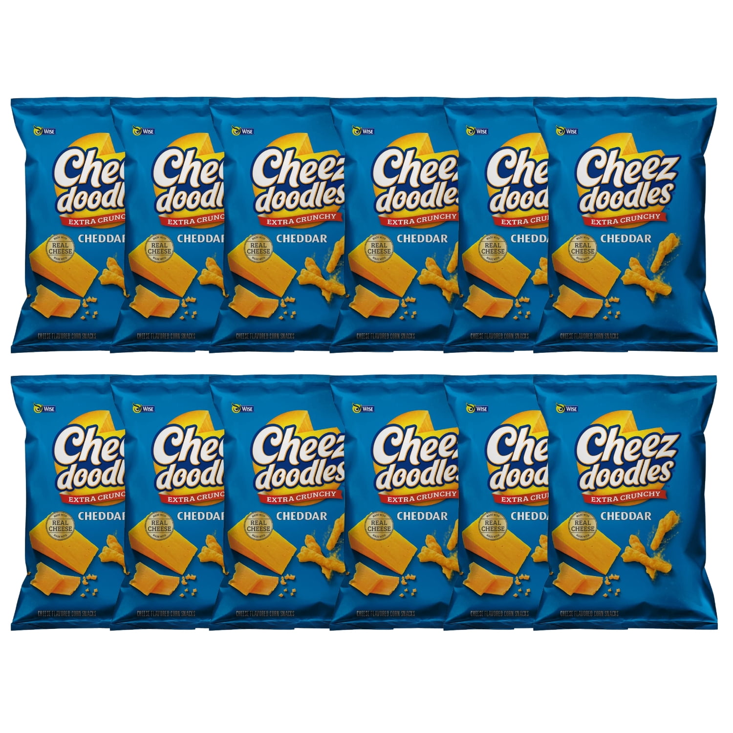 (12) Cheez Doodle Cheddar Cheese Baked Puffs Extra Crunchy with Real