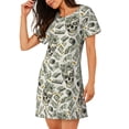 thumbnail image 2 of Easygdp Skull with Cash Camisón de manga corta para mujer, informal, estampado, 2 of 6