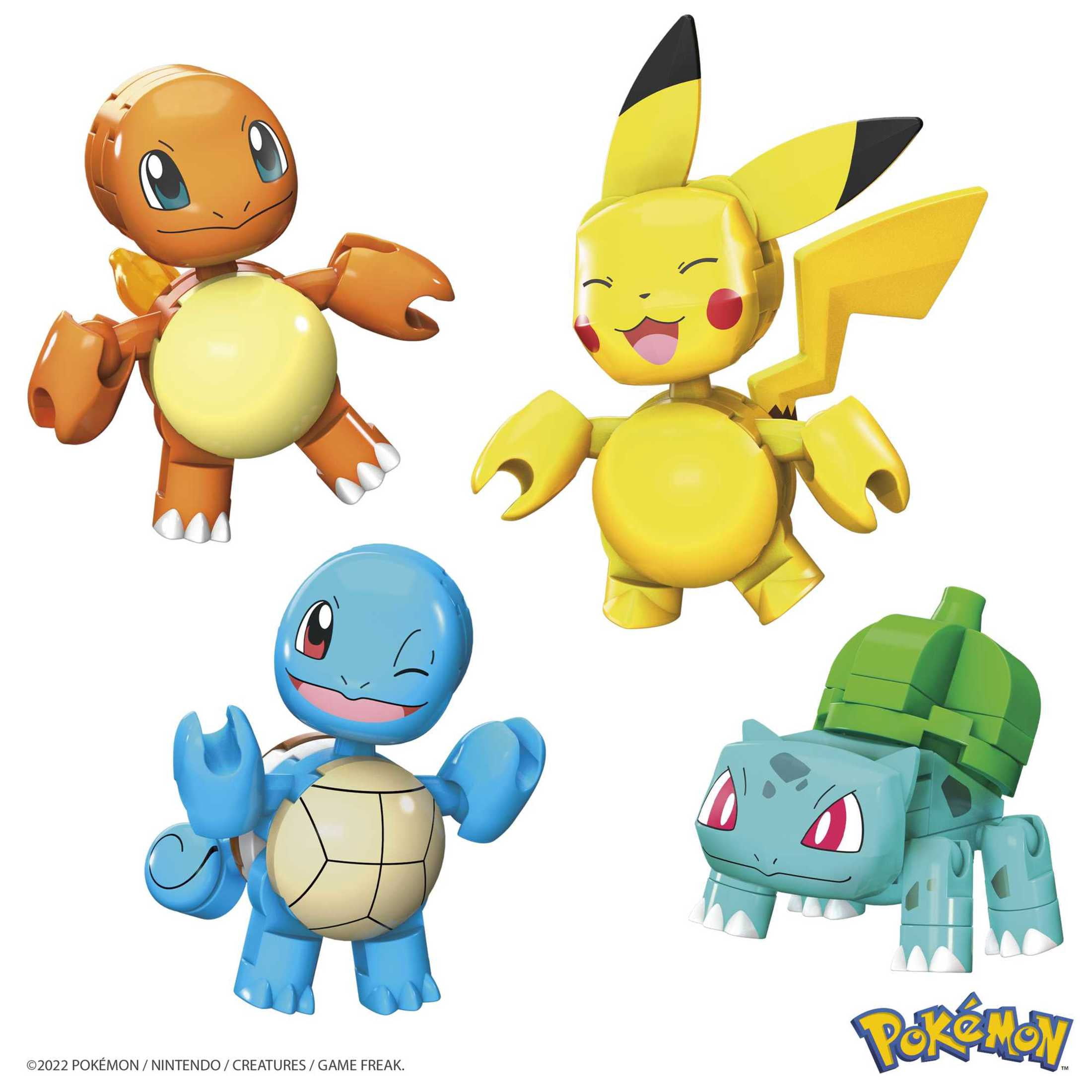 MEGA Pokemon Building Set Kanto Region Team: Pikachu, Squirtle, Charmander & Bulbasaur (130 Pieces), for Ages 8 and up