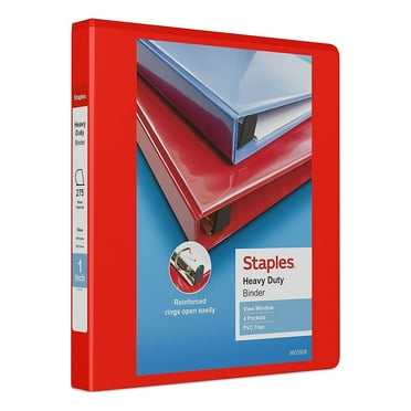 Staples Heavy Duty 1" 3-Ring View Binder Red (24669) 82694