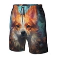 thumbnail image 6 of Uemuo Cartoon Pattern Corgi Pattern Men's Swim Trunks Hawaiian Beach Bathing Suit Swimsuits Beach Quick-Dry Shorts with Pockets-X-Large, 6 of 9