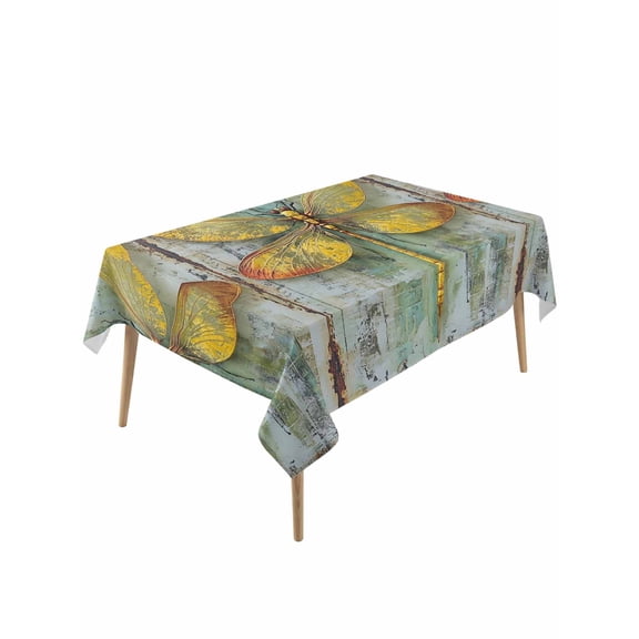 Ombre Dragonfly Table Cloth, Vintage Abstract Oil Painting Waterproof Tablecloth for Rectangle Tables, Reusable Washable Fabric Table Cover for Restaurant Kitchen Dining Tables 60"x120"