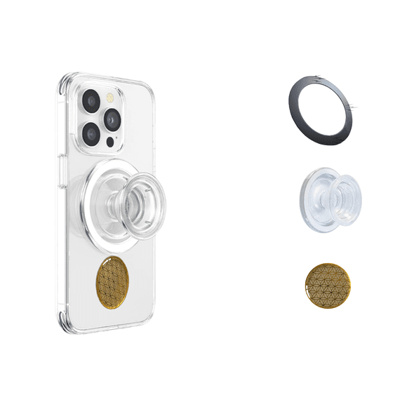 AKAM Agarre para celular compatible con MagSafe + Anillo adaptador magnético + Sticker bloqueador EMF, para Android y iPhone con MagSafe