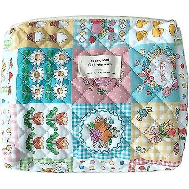 Bolsa grande para maquillaje, bonita bolsa de viaje para cosméticos para mujeres y niñas, colorida, 11,4 x 9,8 pulgadas