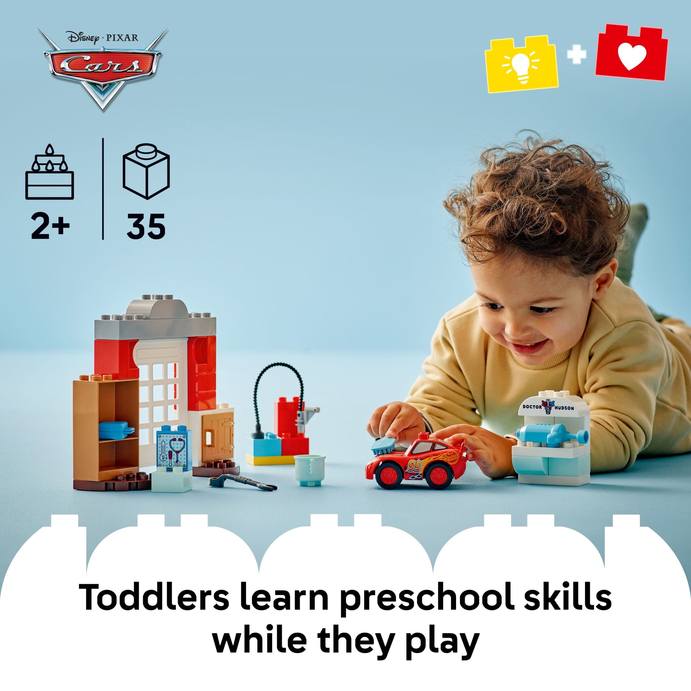 LEGO DUPLO Disney and Pixar Cars McQueen’s Visit to Doc’s Garage - Lightning McQueen Cars Toy for Preschool Boys and Girls 2+ - Pretend Play and Sensory Toddler Toy - Gift Idea for Birthdays - 10456
