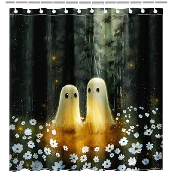 1x Halloween Fabric Shower Curtain - Cute Bathroom Decor (E), (Multicolor)