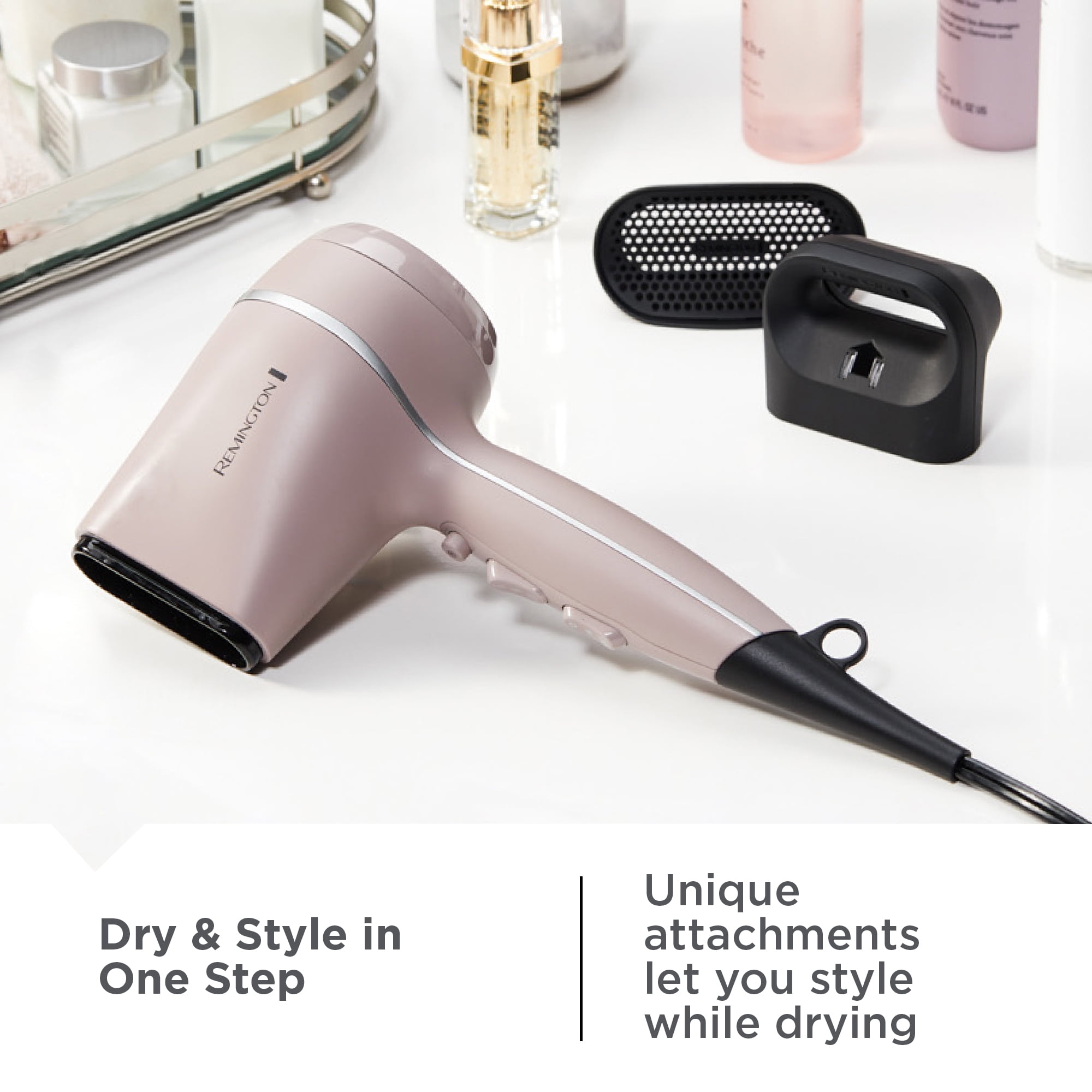 REMINGTON Pro Wet2Style Ceramic Ionic Hair Dryer with 4 Attachments, Purple
