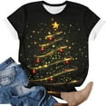 thumbnail image 4 of qolati Christmas Shirts for Women Holiday Short Sleeve Tunic Blouses Xmas Tree Cute Print Tops Crew Neck Graphic Tees Multicolor XXXXL, 4 of 5
