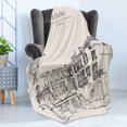 thumbnail image 4 of Italy Soft Flannel Fleece Throw Blanket, Vintage Verona Italy City of Romeo and Juliette Old Historic Buildings Image, Cozy Plush for Indoor and Outdoor Use, 50" x 70", Ivory and Black, by Ambesonne, 4 of 5