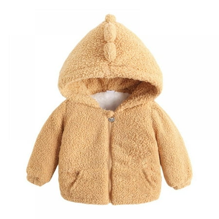 

Toddler Cartoon Dinosaur Fleece Jacket Boys And Girls Hooded Jacket Zipper Coat Outerwear