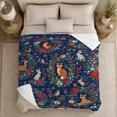 thumbnail image 5 of Festive Woodland Animals in Whimsical Holiday Style for Animal Lovers, Fox Rabbit Holly Scene, Cozy Flannel Blanket for Bedroom and Family Room, Christmas Gift, Woodland Home Decor, 5 of 9