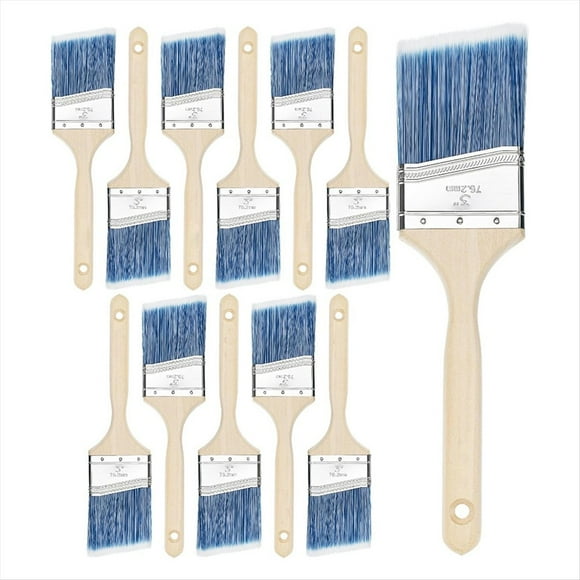 Paint Brushes, 3 Inch, 12 Pack, Angle Brushes, Treated Wood Handle, Paint Brushes for Walls, Wall Paint Brushes