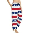 thumbnail image 2 of Disketp American Patriotic Stars And Stripes Print Women'S Comfy Pajama Pants Casual Drawstring Palazzo Lounge Wide Leg Pants, 2 of 9