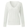 thumbnail image 3 of Vedolay Sweaters Women's Crewneck Oversized Pullover 2023 Fall Cable Knit Long Sleeve Sweaters,White L, 3 of 5