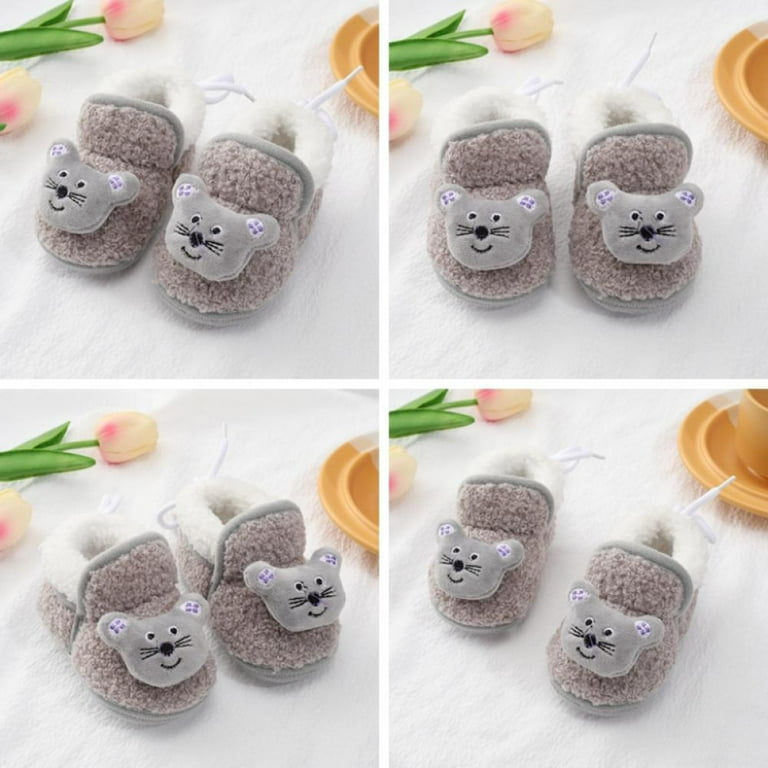 Infant Baby Boys Girls House Slipper Soft Plush Slipper Socks with Gripper Soles Cartoon Bear Slipper Toddler Warm Winter nti Slip Sole Stay On Socks