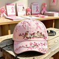 thumbnail image 2 of Breast Cancer Awareness Accessories Hats Pink Ribbon 3D Print Breast Cancer Awareness Hats Casual Adjustable Baseball Cap, 2 of 3