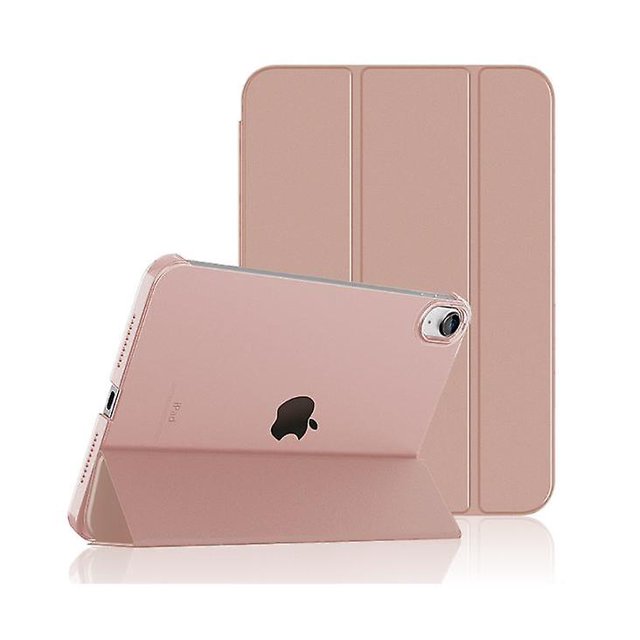 Funda compatible con iPad 10, carcasa trasera translúcida ultrafina con función de encendido y apagado automático, compatible con iPad 10, color oro rosa