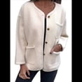 thumbnail image 2 of Abrigo de Lana con Botones, Larga, Cuello Redondo y Bolsillos para Mujer, Informal, de Otoño e Invierno. 4XL, 2 of 7