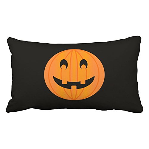 RYLABLUE Mignon Vintage Halloween Dessin Animé Visage de Citrouille Riant Fort Modèle Simple Polyester 20 x 30 Pouces Rectangle Jeter Taies d'Oreiller avec Fermeture à Glissière Cachée Coussin de Canapé à la Maison Décoratif Taies d'Oreiller