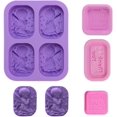 thumbnail image 5 of BUZIFU 3Pcs Silicone Soap Making Supplies Molds, DIY Handmade Soap Trays 4 Cavities Angel Soap Moulds Single Rectangle Square Silicone Soap Molds Food Grade for Cake, Muffin, Mooncake, Chocolate, 5 of 6