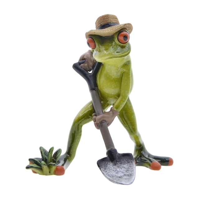 Estatua de rana, figura de animal, regalo decorativo, adorno de obra de arte verde coleccionable Pala