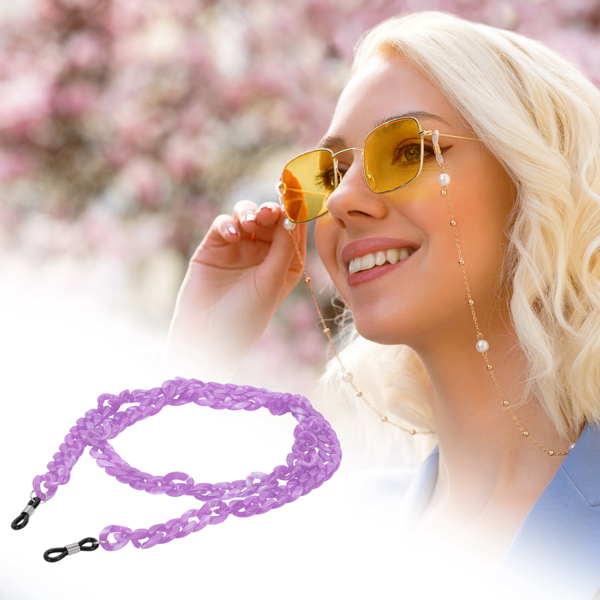 Unique Bargains Dopamine Color Pattern Eyeglass Chain 27.56" 1 Pc Purple
