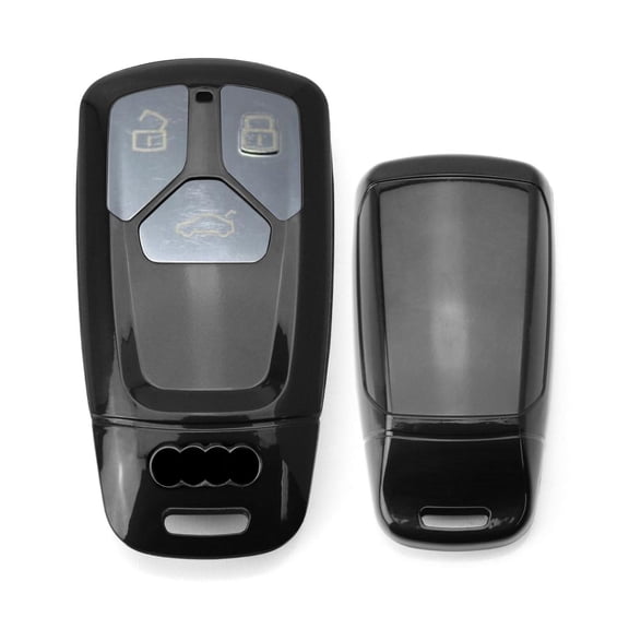 Glossy Metallic Black Exact Fit Key Fob Shell Cover For 2017-up Audi A4 A5 Q7, 2016-up Audi TT 3-Button Smart Key