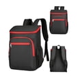 thumbnail image 2 of Mochila térmica con aislamiento, bolsa térmica ligera para adultos, mochila de Camping, mochila más fresca para el almuerzo, para viajes y senderismo negro rojo, 2 of 8