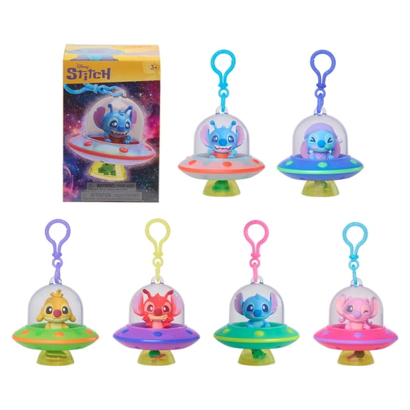 Disney Stitch Clip-On Figures, 3-Inch Collectible Clip-On Figure, Blind Box Toy by Just Play, 6 to Collect, Includes Clip-On Figure, Ages 3