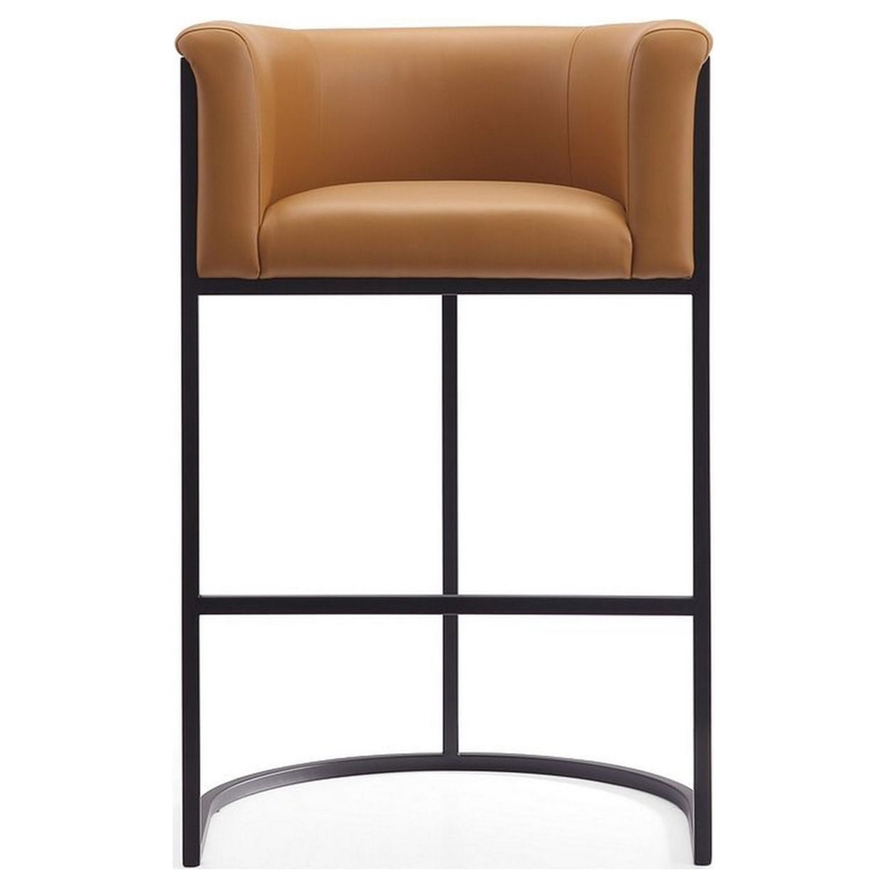 Manhattan Comfort Cosmopolitan 29.5" Faux Leather Barstool in Camel (Set of 3)