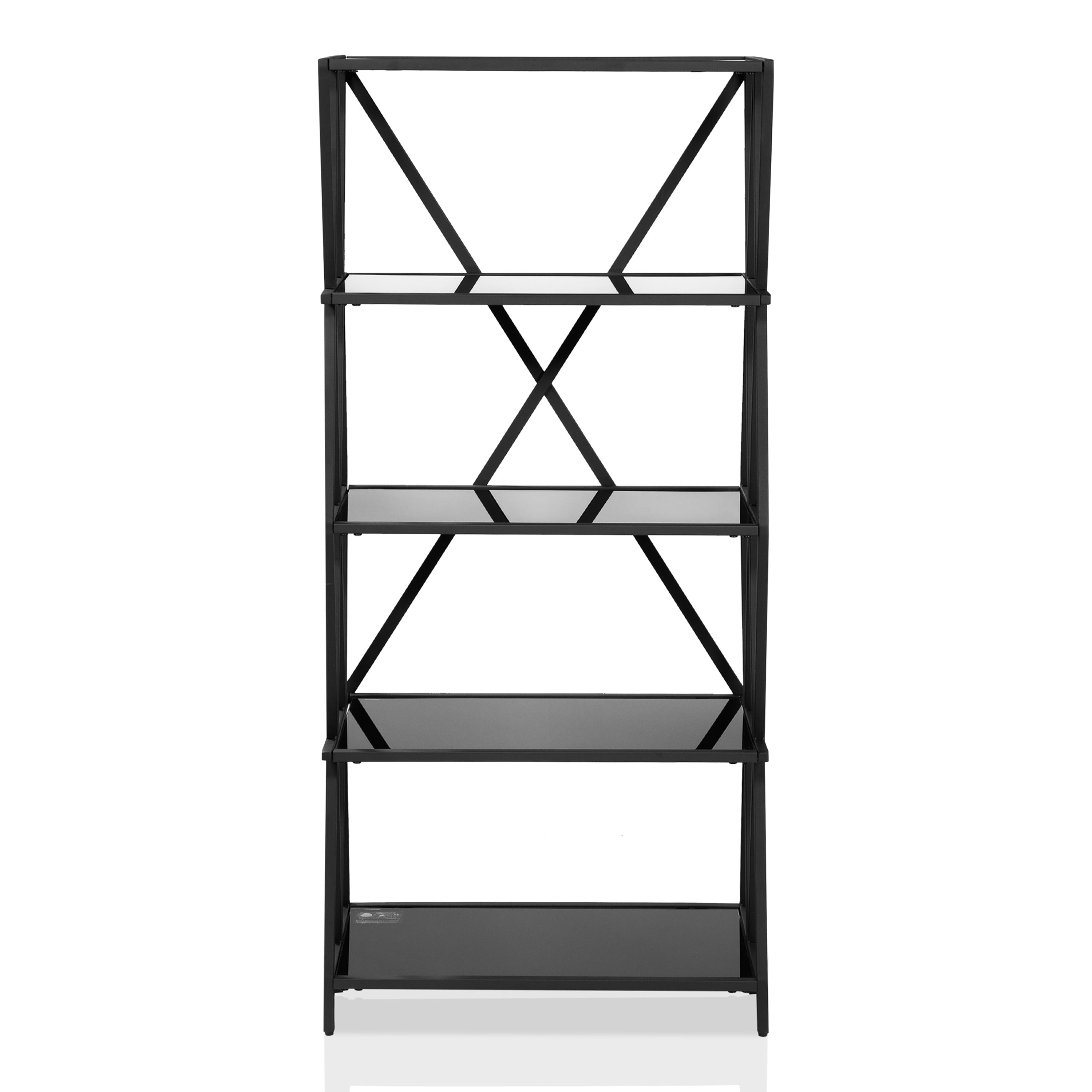 Furniture of America Valette 5-Shelf Bookcase, Black