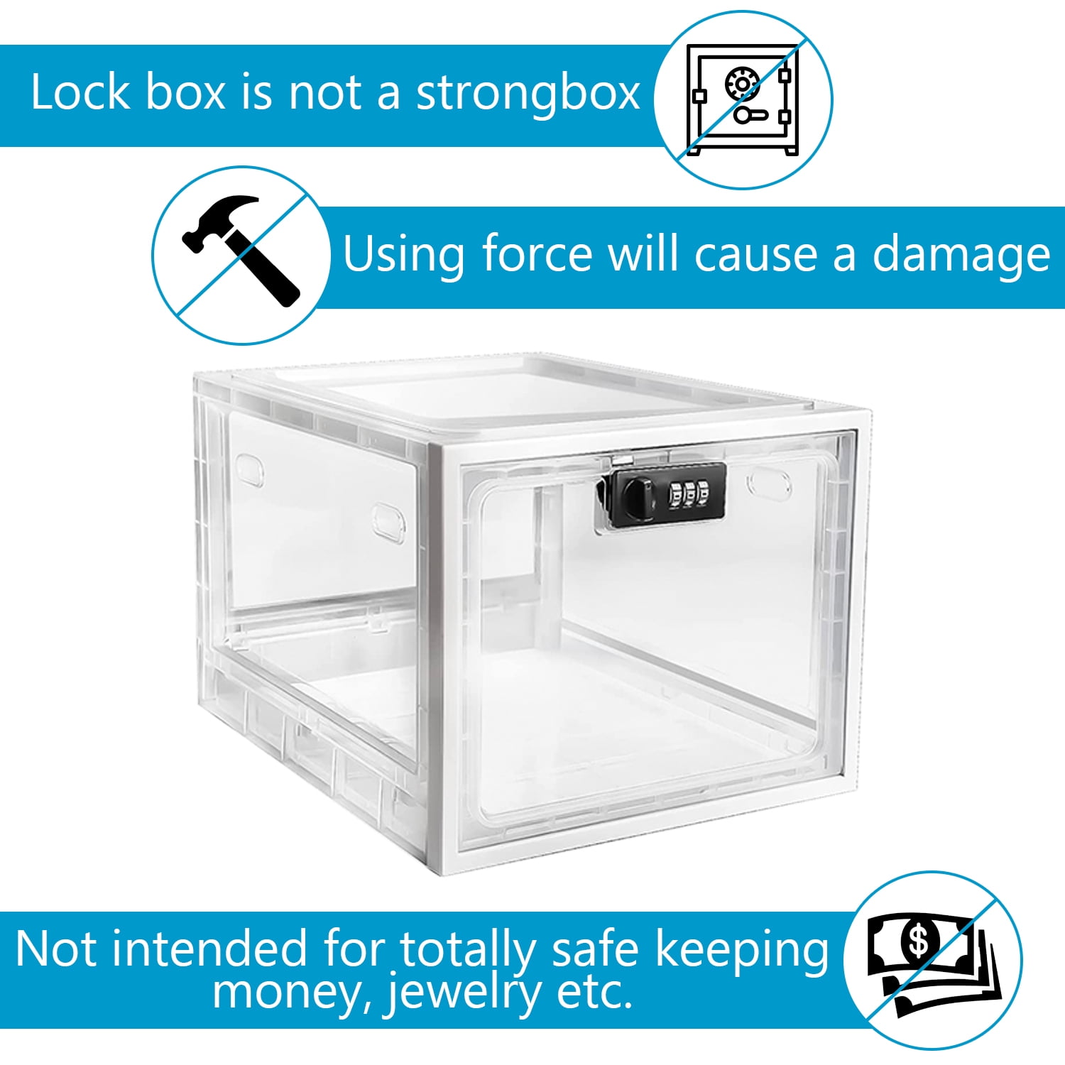 Habit Control Refrigerator Lock Box - Combination Locked Snack Container for Fridge, Food Safe Storage, Cell Phone Jail, Medication Lockbox Plastic, Large Fridge Lock Box 11.9x9.3x7.6 in (Clear)