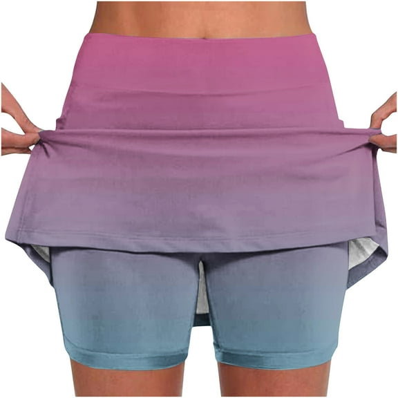 gbyLJF Women Skorts Elastic High Waisted Yoga Shorts Lightweight Tennis Skirts Breathable Athletic Clothes Joggers Pink 3XL