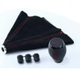 thumbnail image 2 of Phyun For Honda Civic Si 5 Speed Black Leather Shift Knob+Suede Boot Red Stitch Combo, 2 of 5