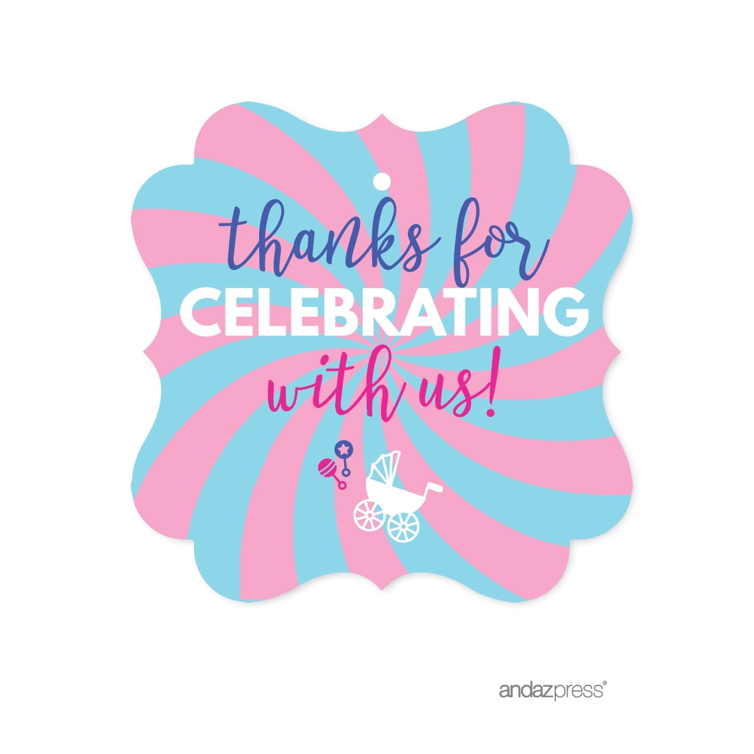 Gender Reveal Baby Shower Pink or Blue, 24Pack Thank You for