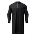 thumbnail image 1 of Haut Décontracté pour Hommes Thobe Solide Robe Musulmane à Manches Longues Bouton Décontracté Ample Jubba Thobe, 1 of 6
