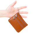 thumbnail image 2 of Women's Genuine Leather Coin Purse Mini Pouch Change Wallet with Keychain,Brown, 2 of 6