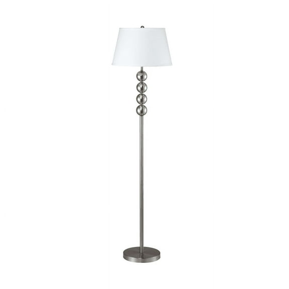 NEW Brushed Steel Base & White Fabric Shade 62" Floor Lamp 6237