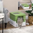 thumbnail image 2 of PawHut Enclosed Cat Litter Box with Scoop, Tray, Top Entry, Dark Green, 2 of 10