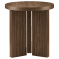 thumbnail image 2 of Bouclair Walnut Round Ribbed Wood Accent Table, 2 of 3