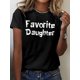thumbnail image 1 of Camiseta de manga corta con cuello redondo y estampado "Favorite Daughter" - Top informal para verano y primavera - Ropa de mujer, camisetas de ocio, 1 of 8